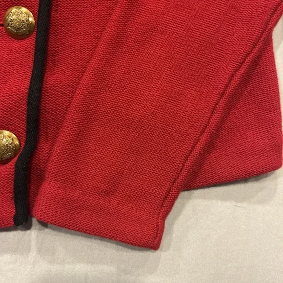 Lauren Ralph Lauren Jean Co Knit‎ Blazer Red Cotton XL Gold Buttons Military - Picture 5 of 15